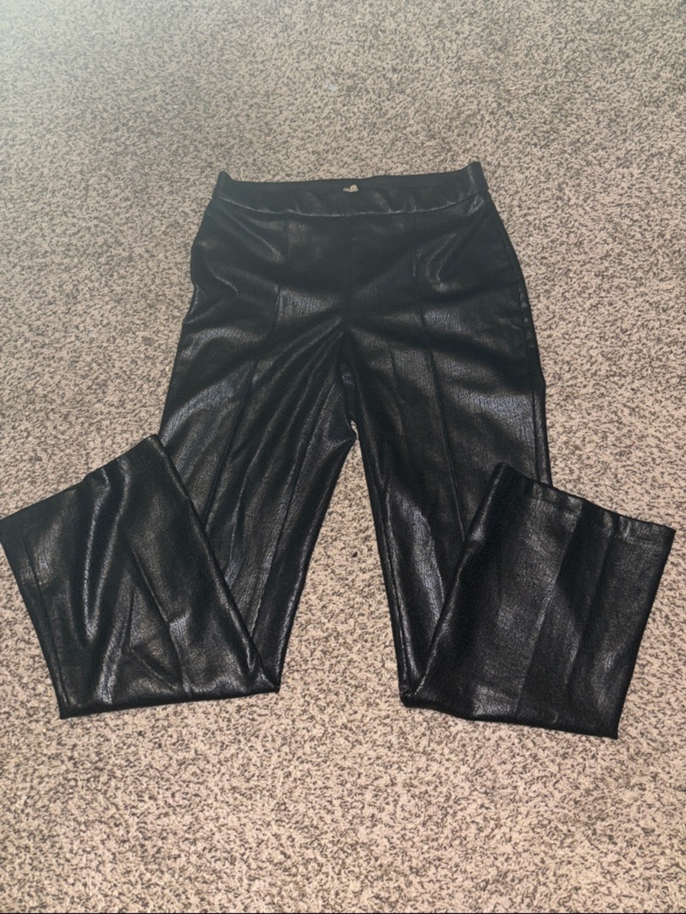 Joan Boyce Black Shiny Faux Leather Pants Sz 10